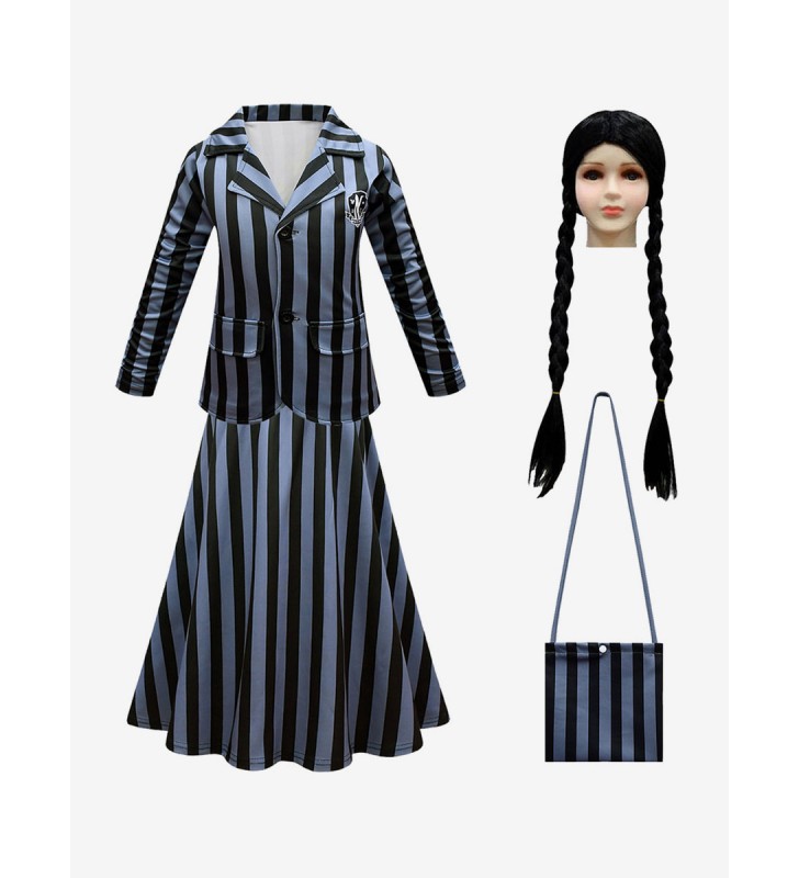 The Addams Family TV Cosplay Wednesday Kid Cosplay Uniforme e abiti Carnevale