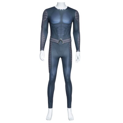 Aquaman Cosplay Blu Grigio Poliestere Ecopelle Set DC Comics Costumi Cosplay