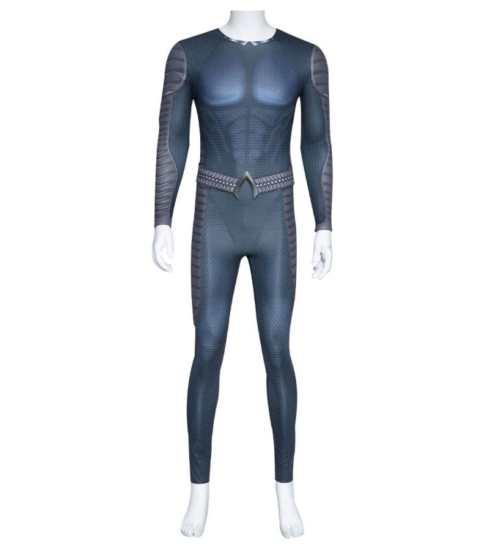Aquaman Cosplay Blu Grigio Poliestere Ecopelle Set DC Comics Costumi Cosplay