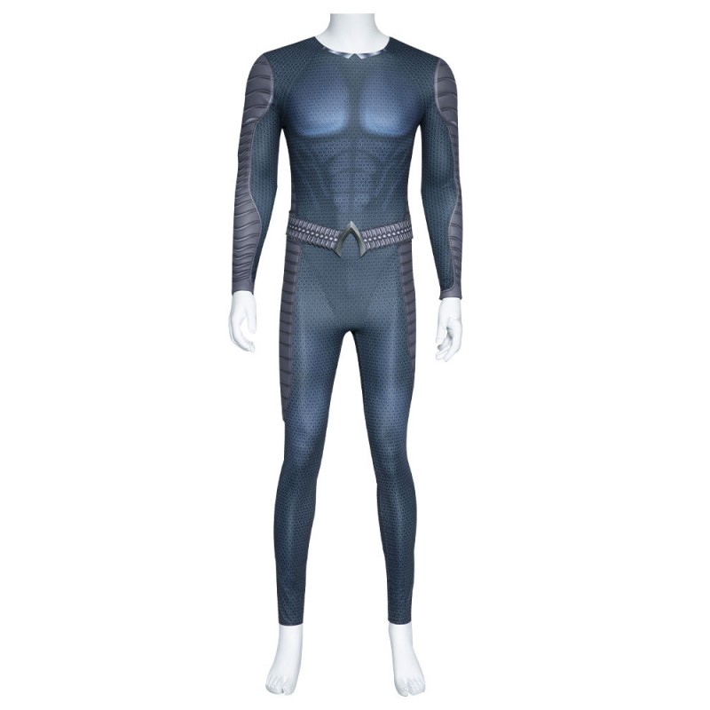 Aquaman Cosplay Blu Grigio Poliestere Ecopelle Set DC Comics Costumi Cosplay