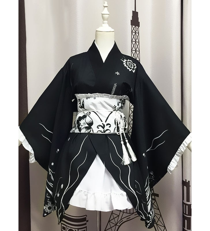 Costume Carnevale Yosuga no sora Sora Kasugano Anime Giapponese nero FusciaccapapillionaccessoriKimonosottogonna donna Costumi Cosplay Halloween
