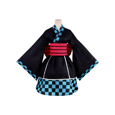 Demon Slayer: Kimetsu no Yaiba Kamado Tanjiro motivo a scacchi Kimono Maid Dress Costumi Cosplay