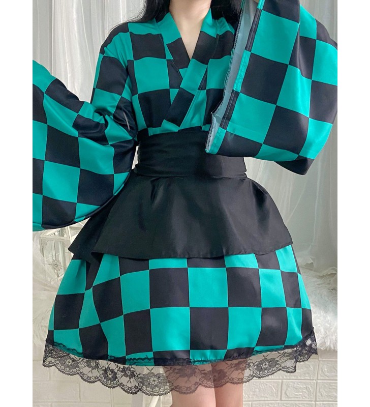 Demon Slayer: Kimetsu no Yaiba Kamado Tanjirō/ Kamado Nezuko Cosplay Maid Dress Halloween