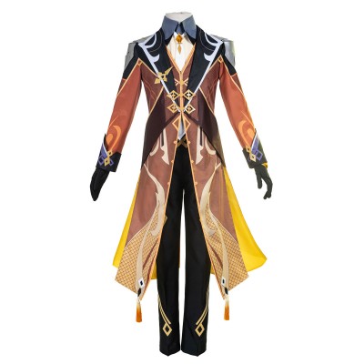 Genshin Impact Zhongli Morax Poliestere Game Set Costumi Cosplay Carnevale