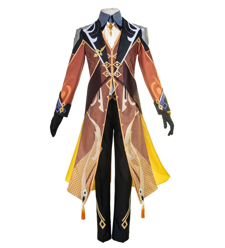 Genshin Impact Zhongli Morax Poliestere Game Set Costumi Cosplay Carnevale