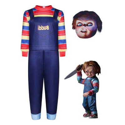 Costumi di per bambini Tuta blu con maschera in poliestere in fibra di poliestere per bambini Carnevale Halloween