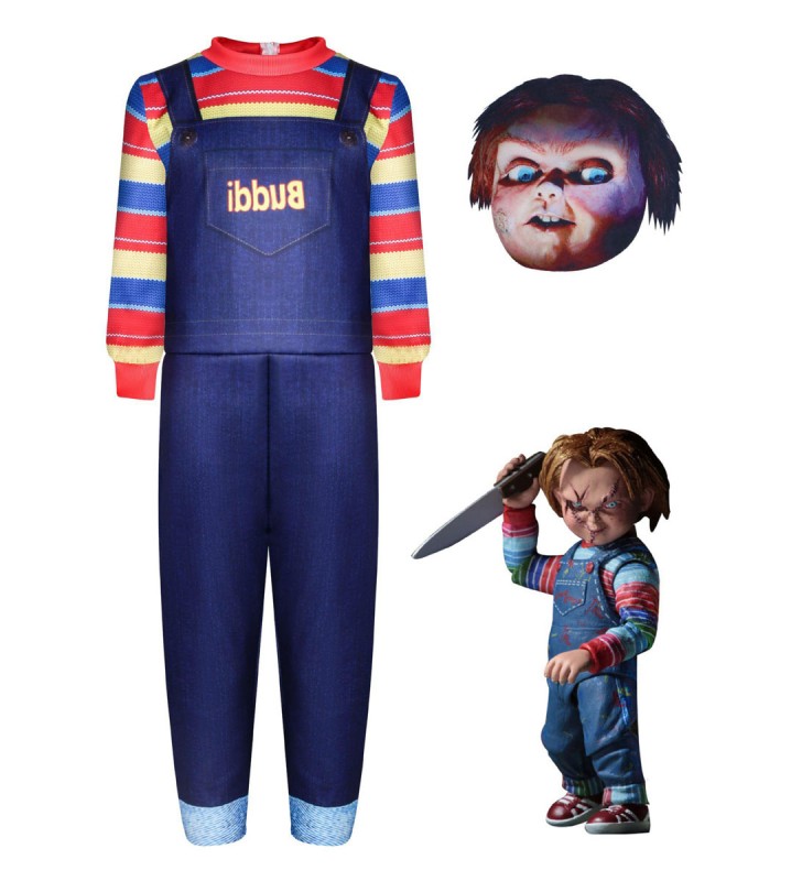 Costumi di per bambini Tuta blu con maschera in poliestere in fibra di poliestere per bambini Carnevale Halloween