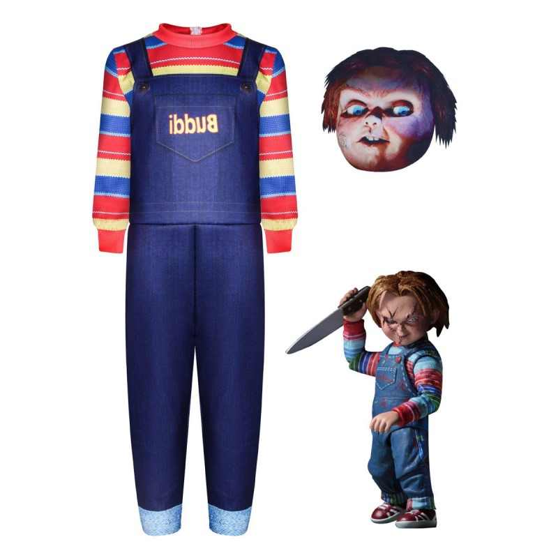 Costumi di per bambini Tuta blu con maschera in poliestere in fibra di poliestere per bambini Carnevale Halloween