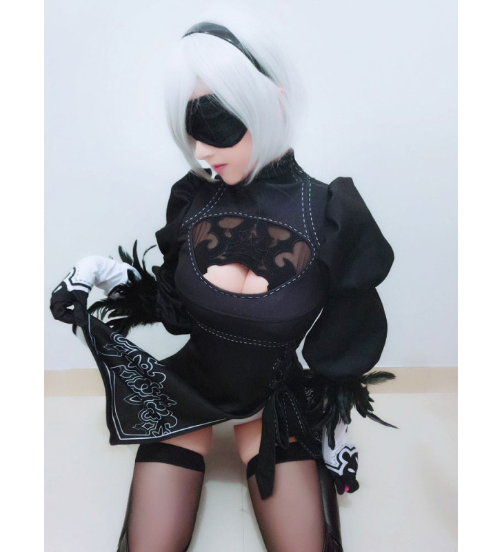 Nier: Automata cotone poliestere Gioco set accessori per la testamascherina per occhiCalze sopra al ginocchiominigonnaguantiabito Costumi Cosplay Halloween