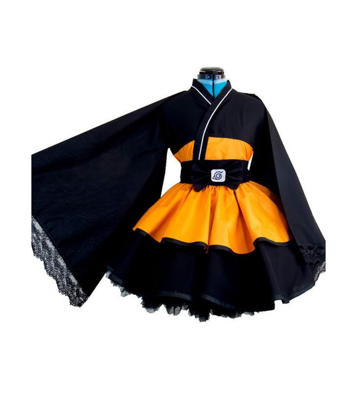 Costume Carnevale 2023 Naruto Uzumaki Naruto Abito Kimono Lolita Versione per Ragazza Costumi Cosplay Halloween