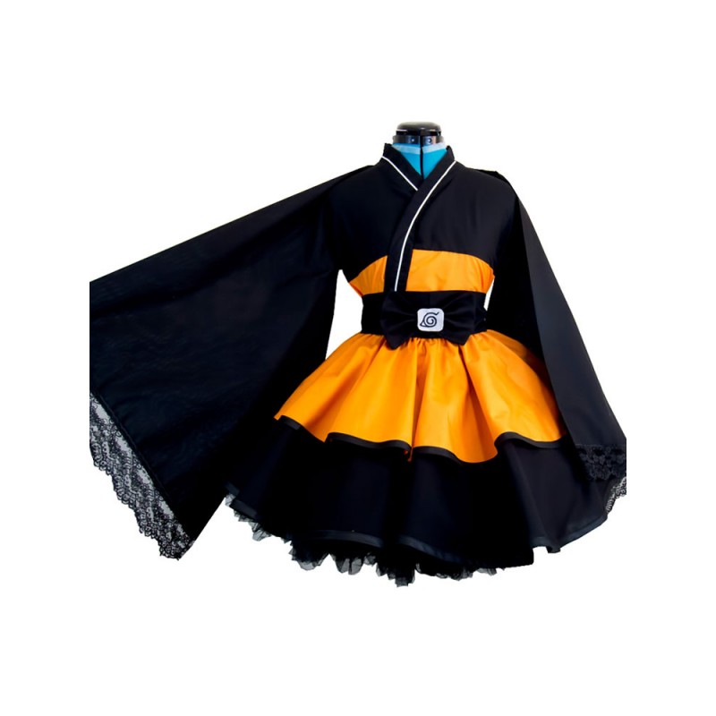 Costume Carnevale 2023 Naruto Uzumaki Naruto Abito Kimono Lolita Versione per Ragazza Costumi Cosplay Halloween