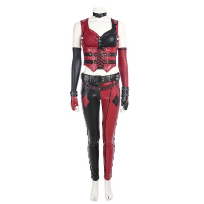 Batman Harley Quinn Film set pelle mista giletguardia polsocinturapantalonitopguanticoprimanichecolletto Costumi Cosplay Halloween