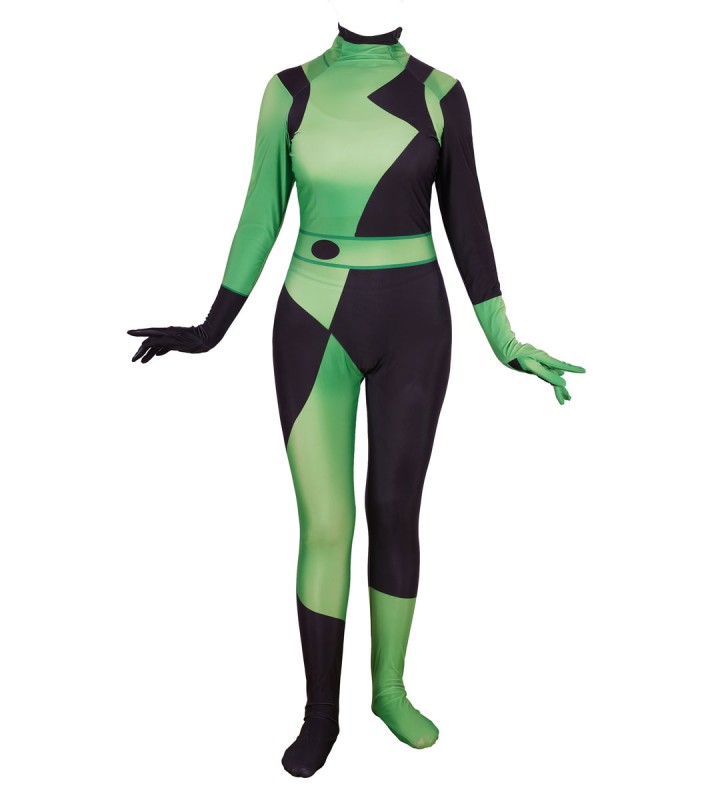 Kim Possible Shego Jumpsuit Zentai Costumi Cosplay Carnevale Halloween
