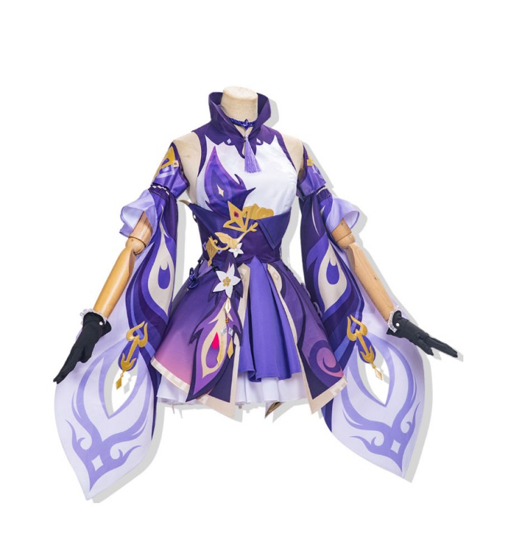Genshin Impact Keqing Tessuto in raso di seta del latte Gioco Costumi Cosplay Carnevale