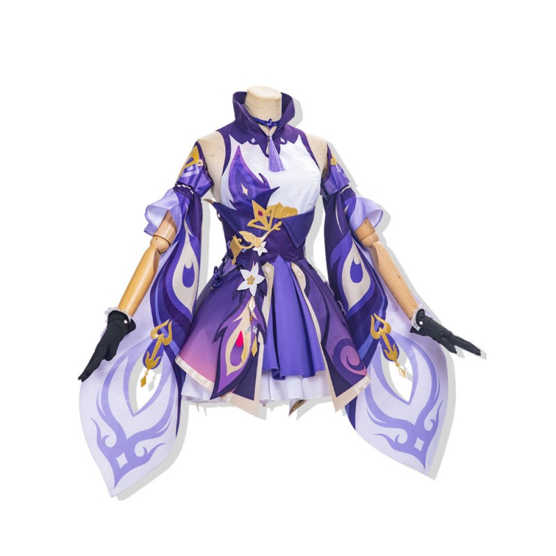 Genshin Impact Keqing Tessuto in raso di seta del latte Gioco Costumi Cosplay Carnevale