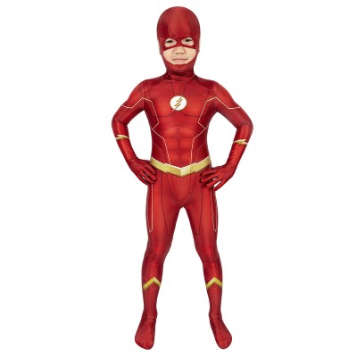 Costume da supereroe per bambini Lycra rossa Spandex Body con tuta intera Flash Barry Allen