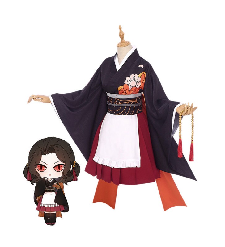 Demon Slayer: Kimetsu No Yaiba Kibutsuji Muzan Kimono Maid Dress Set Costumi Cosplay Halloween