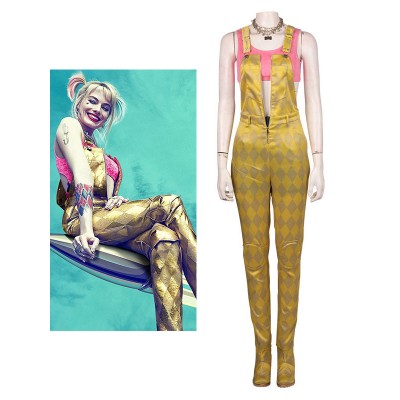 Birds Of Prey Cosplay Harley Quinn Giallo Cosplay Tuta Set (senza scarpe e collana) Carnevale Halloween