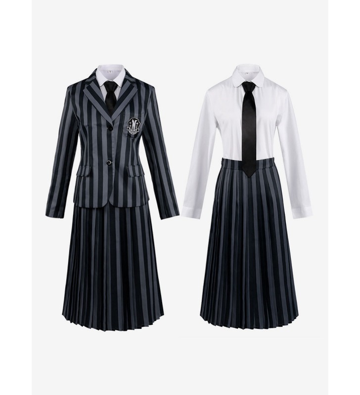 The Addams Family TV Cosplay Wednesday School Uniform Set completo Costumi Cosplay Carnevale Halloween