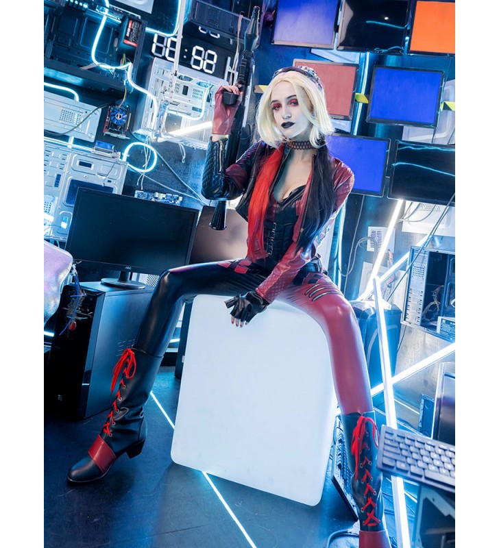 Harley Quinn Suicide Squad Nero PU Leather DC Comics Set Completo Costumi Cosplay Carnevale