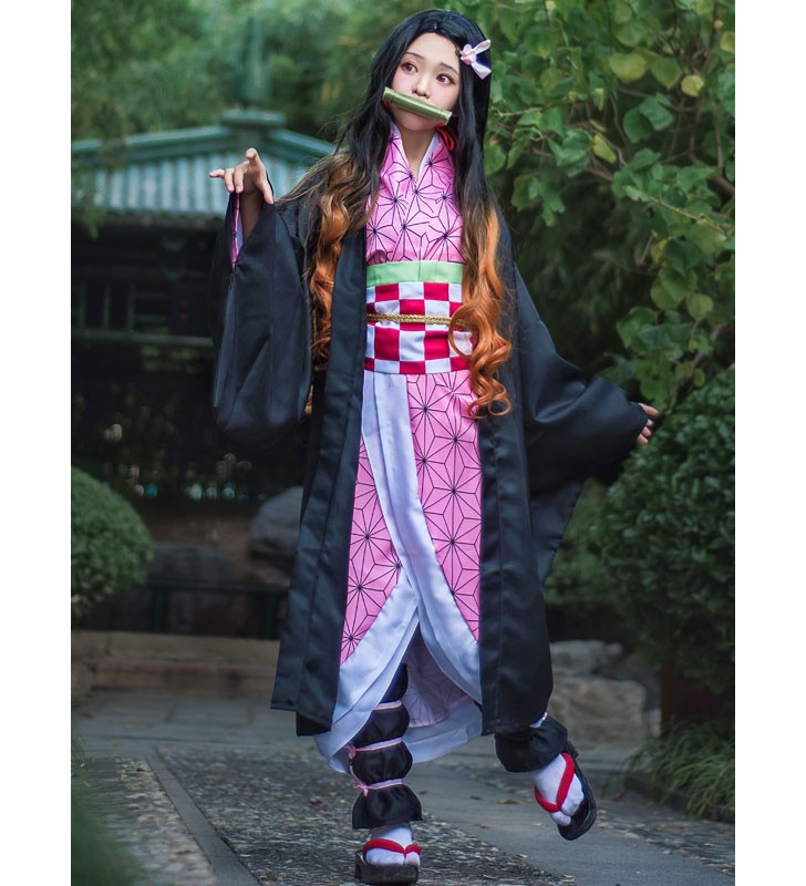 Demon Slayer: Kimetsu No Yaiba Kamado Nezuko per bambini Costumi Cosplay Halloween