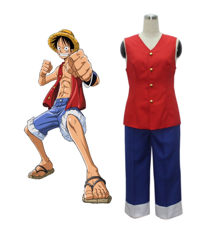 One Piece Monkey D.Rufy 2 anni fa Set completo Cappello di paglia Pirates Captain Costume Costumi Cosplay Carnevale Halloween