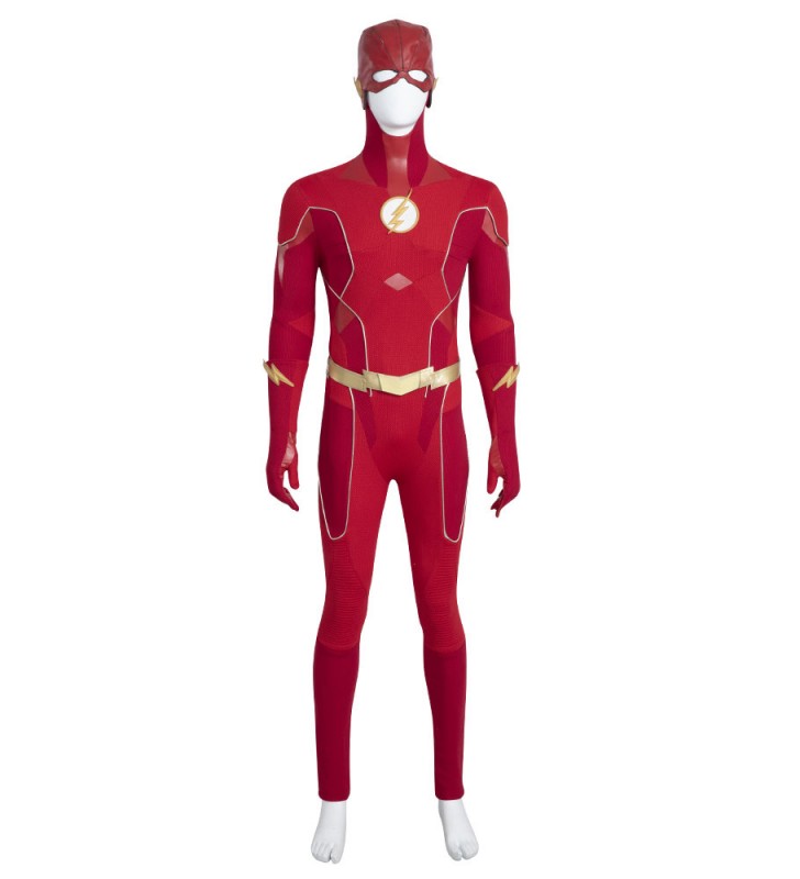 TV Dramma The Flash Stagione 8 Flash Cosplay Rosso Poliestere Ecopelle Set DC Comics Senza Scarpe Costumi Cosplay Halloween
