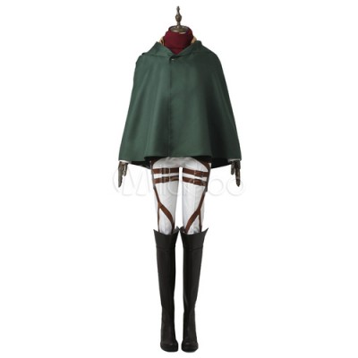 L'attacco dei giganti Mikasa Ackerman cinturapantaloniGrembiule inferiore del corpocappottoaccessorisciarpamantellocamicia Costumi Cosplay Carnevale