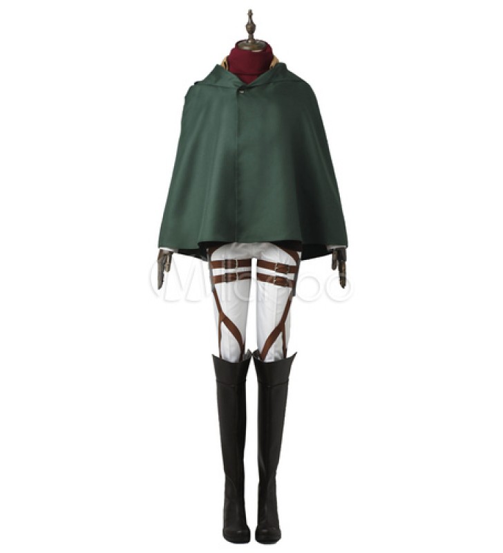 L'attacco dei giganti Mikasa Ackerman cinturapantaloniGrembiule inferiore del corpocappottoaccessorisciarpamantellocamicia Costumi Cosplay Carnevale