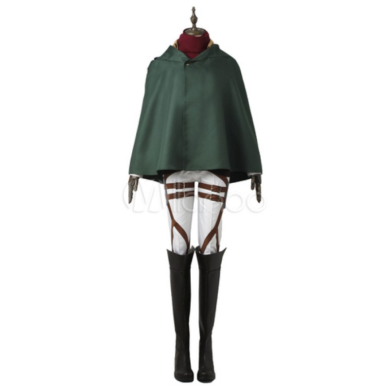 L'attacco dei giganti Mikasa Ackerman cinturapantaloniGrembiule inferiore del corpocappottoaccessorisciarpamantellocamicia Costumi Cosplay Carnevale