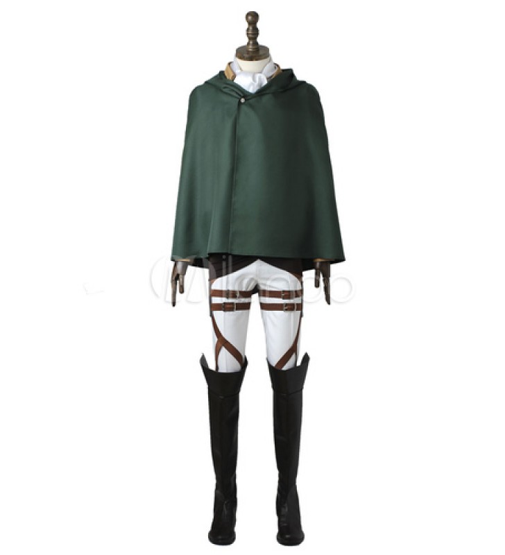 L'attacco dei giganti Rivaille/Levi set cinturapantalonigrembiule inferiore del corpocappottoaccessorisciarpamantellocamicia Costumi Cosplay Carnevale