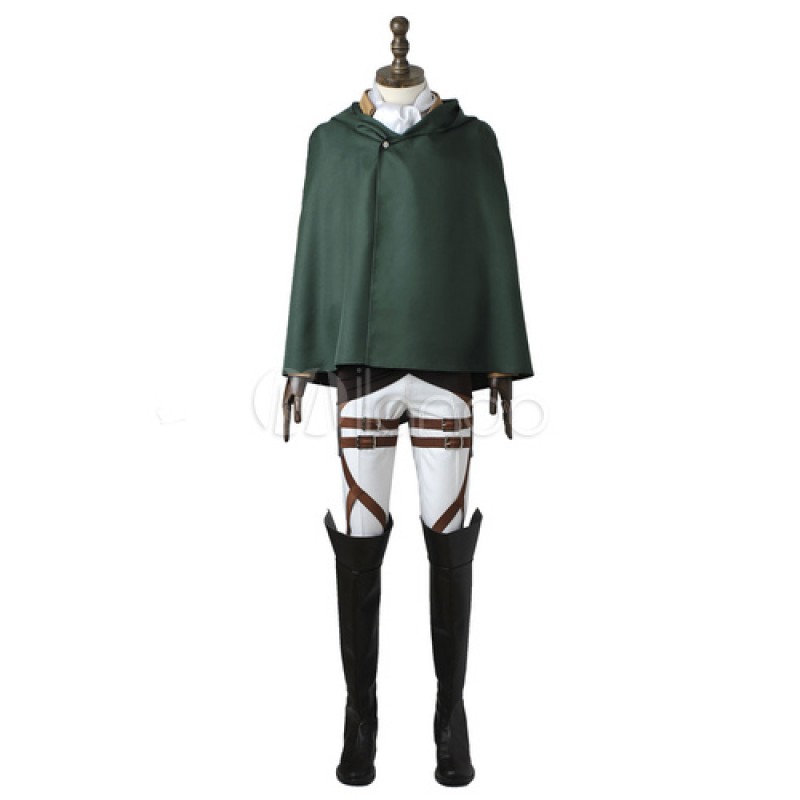 L'attacco dei giganti Rivaille/Levi set cinturapantalonigrembiule inferiore del corpocappottoaccessorisciarpamantellocamicia Costumi Cosplay Carnevale