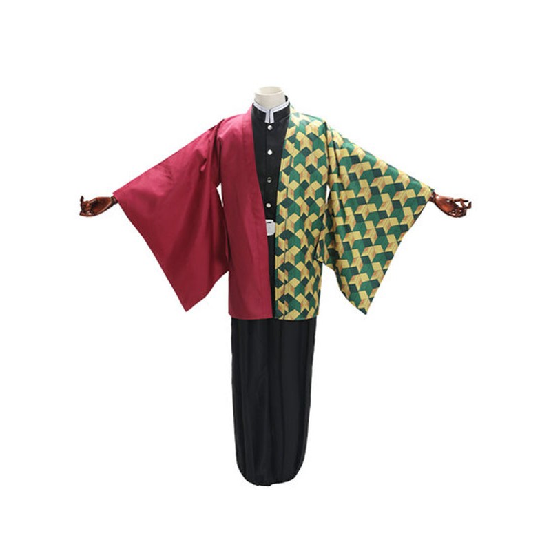 Costume Carnevale Set Cosplay a 3 Pezzi 2023 Demon Slayer Kimetsu No Yaiba Stampa Geometrica Agatsuma Zenitsu Costume Carnevale Carnevale Halloween