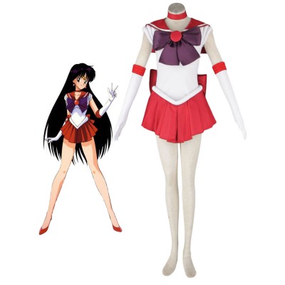 Carnevale Costume Carnevale Sailor Moon Sailor Mars set Anime Giapponese donna fascia per la testaabitoguanticollettopapillion Costumi Cosplay Halloween