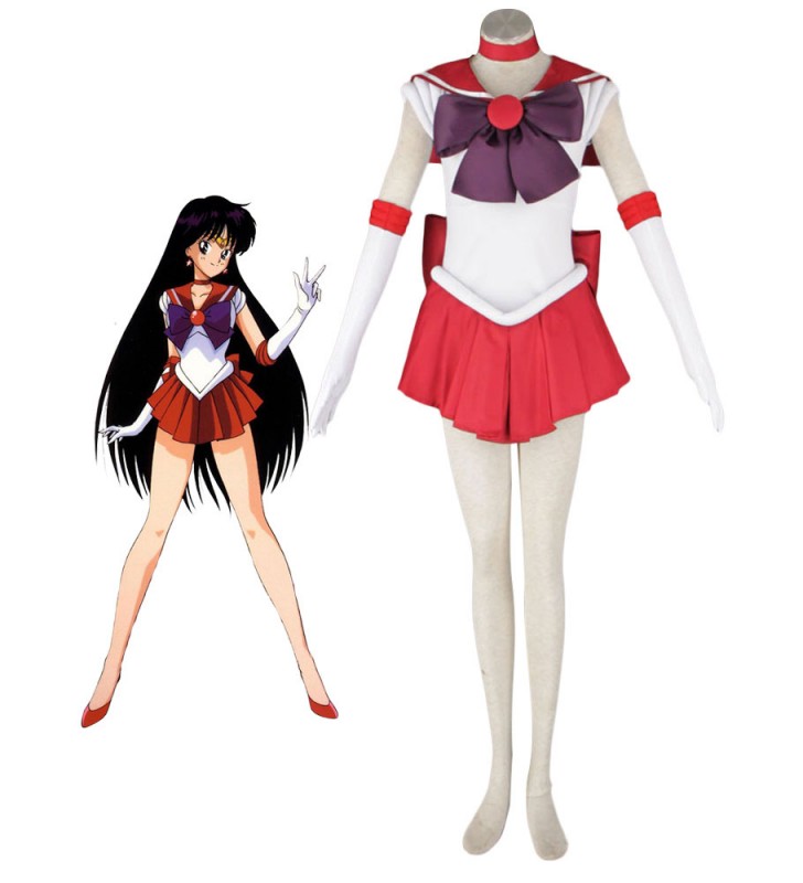 Carnevale Costume Carnevale Sailor Moon Sailor Mars set Anime Giapponese donna fascia per la testaabitoguanticollettopapillion Costumi Cosplay Halloween