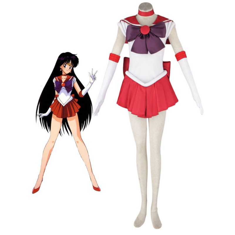 Carnevale Costume Carnevale Sailor Moon Sailor Mars set Anime Giapponese donna fascia per la testaabitoguanticollettopapillion Costumi Cosplay Halloween