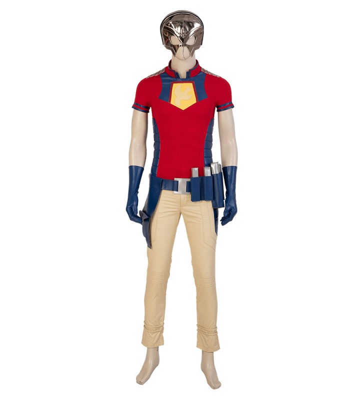 di Peacemaker di DC Comics in finta pelle di poliestere rosso Set completo Costumi Cosplay