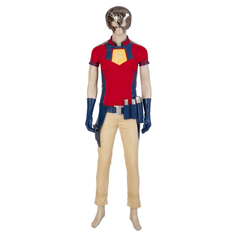 di Peacemaker di DC Comics in finta pelle di poliestere rosso Set completo Costumi Cosplay