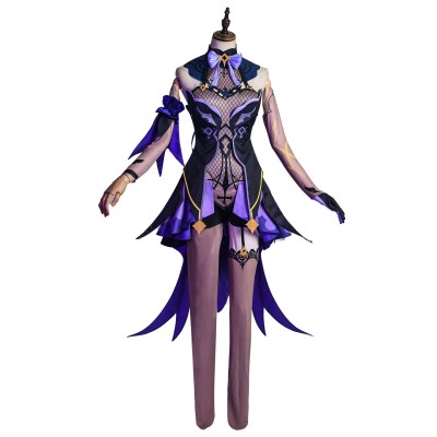 Genshin Impact Fischl Poliestere Bowknot Benda sull#39;occhio Set di costumi da calza Costumi Cosplay Halloween