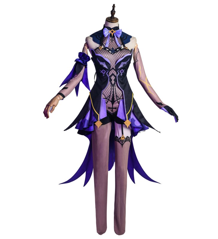 Genshin Impact Fischl Poliestere Bowknot Benda sull#39;occhio Set di costumi da calza Costumi Cosplay Halloween