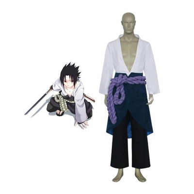 Costume Carnevale Naruto Uchiha Sasuke Anime con grembiule e cintura Costumi Cosplay Carnevale Halloween
