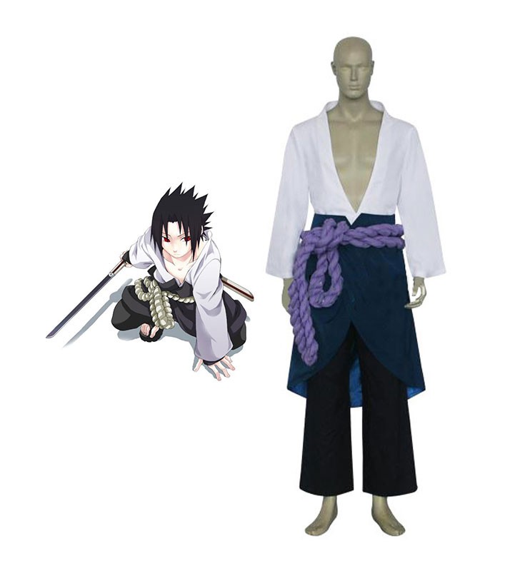 Costume Carnevale Naruto Uchiha Sasuke Anime con grembiule e cintura Costumi Cosplay Carnevale Halloween