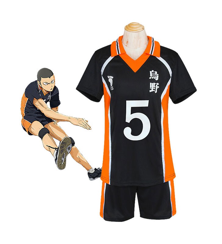 Haikyuu!! Tanaka Ryunosuke no. 5 Jersey Costumi Cosplay Carnevale Halloween