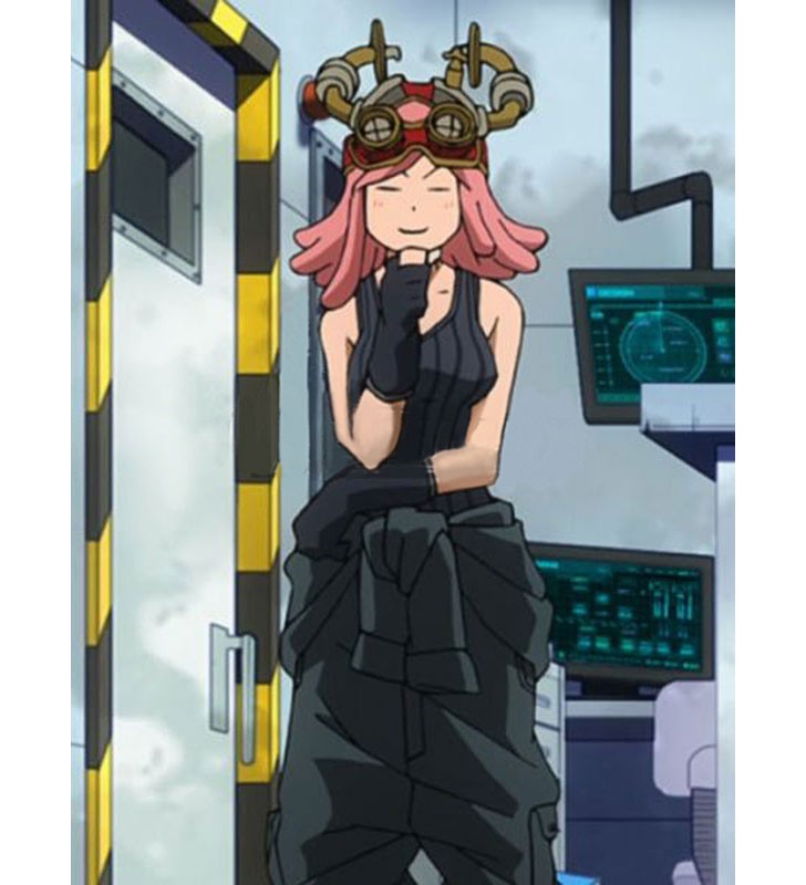 My Hero Academia Cosplay Hatsume Mei Gilet in poliestere nero Pantaloni Guanti Costumi Cosplay