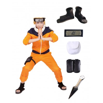 Comics Naruto Uzumaki Naruto Set completo con accessori per scarpe Costumi Cosplay Carnevale
