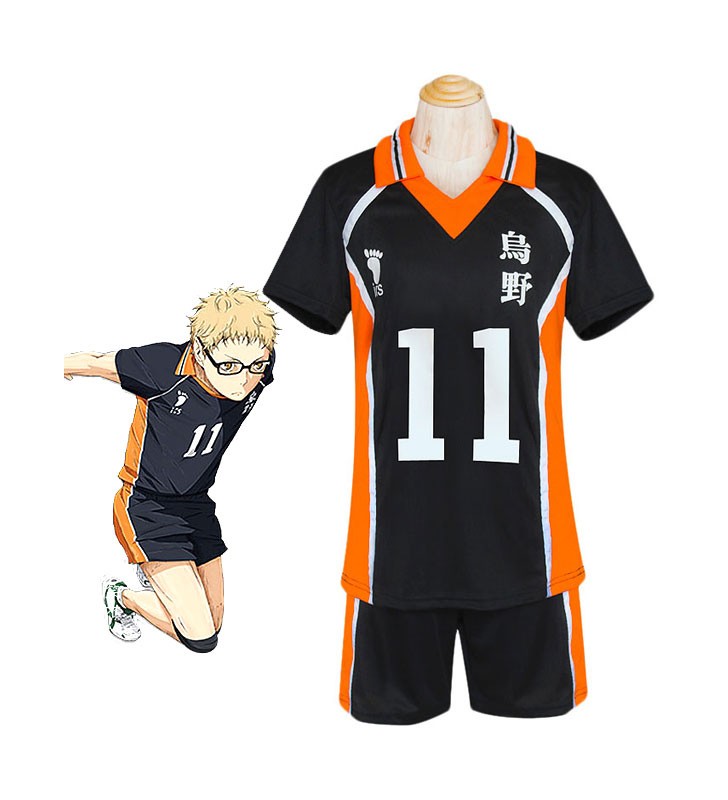Haikyuu!! Maglia n ° 11 di Tsukishima Kei Costumi Cosplay Carnevale Halloween