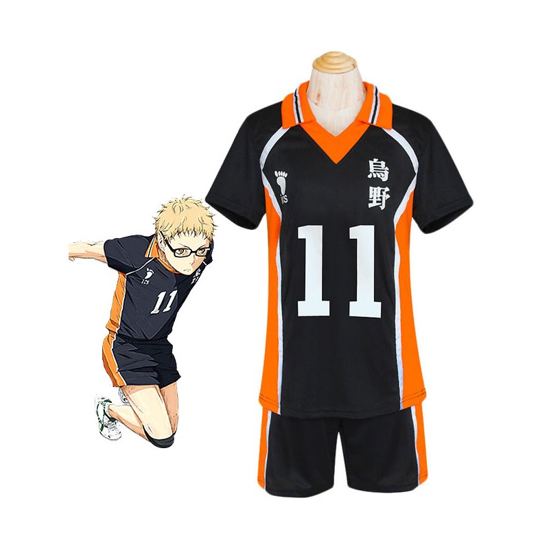 Haikyuu!! Maglia n ° 11 di Tsukishima Kei Costumi Cosplay Carnevale Halloween