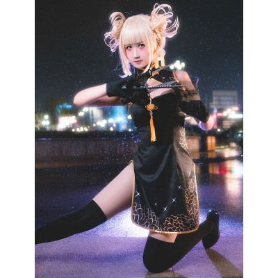 My Hero Academia Cosplay Himiko Toga Cheongsam Dress Black Gold s Costumi Cosplay Carnevale