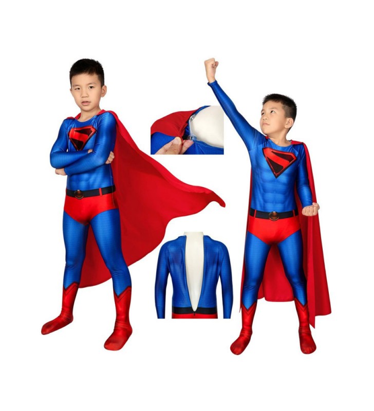 Costumi cosplay di Superman blu royal Lycra Spandex Catsuits Zentai DC Comics Costumi Cosplay Carnevale