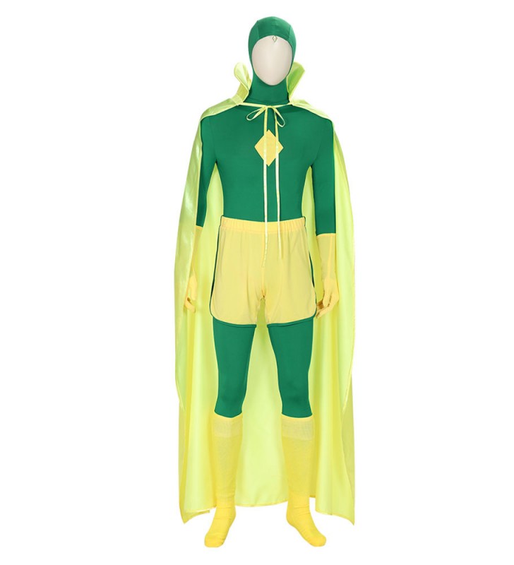 Marvel Cosplay Avengers Vision Tuta verde Capo giallo TV Drama Set completo Costumi Cosplay Carnevale Halloween